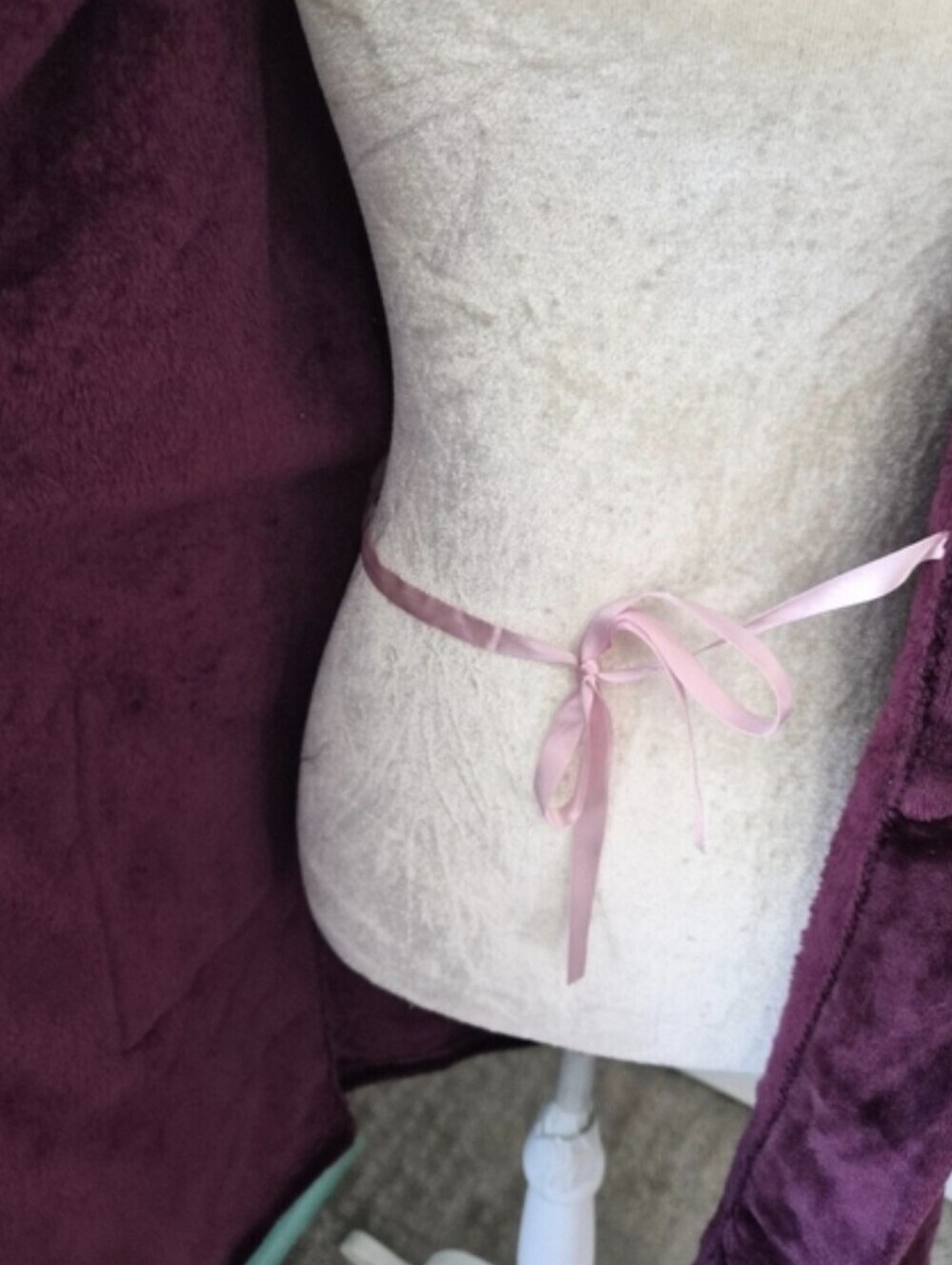 Juicy Couture Plush Fleece Robe Y2K Pink Logo Burgundy S/M - Picture 5 of 8